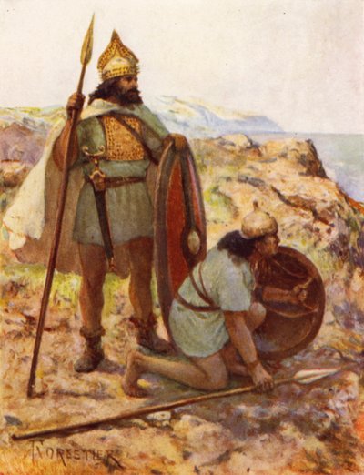 محاربون من العصر البرونزي مائلون على المراقبة بواسطة بعد أميدي فوريستير